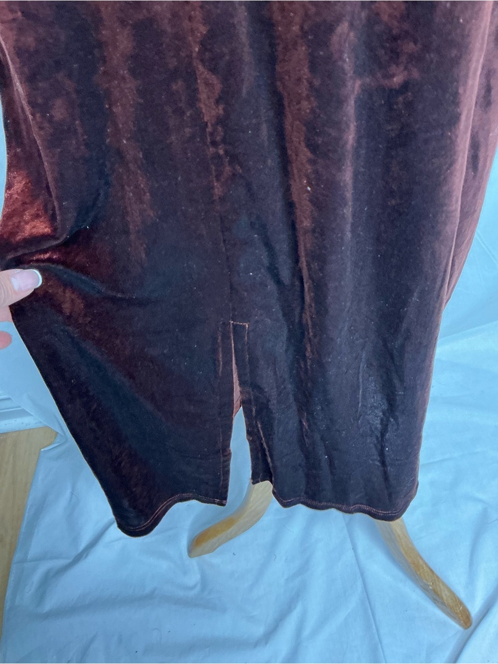 2202 - Ruched Velvet Peplum Maxi Dress in Deep Chocolate - Picture 6 of 12